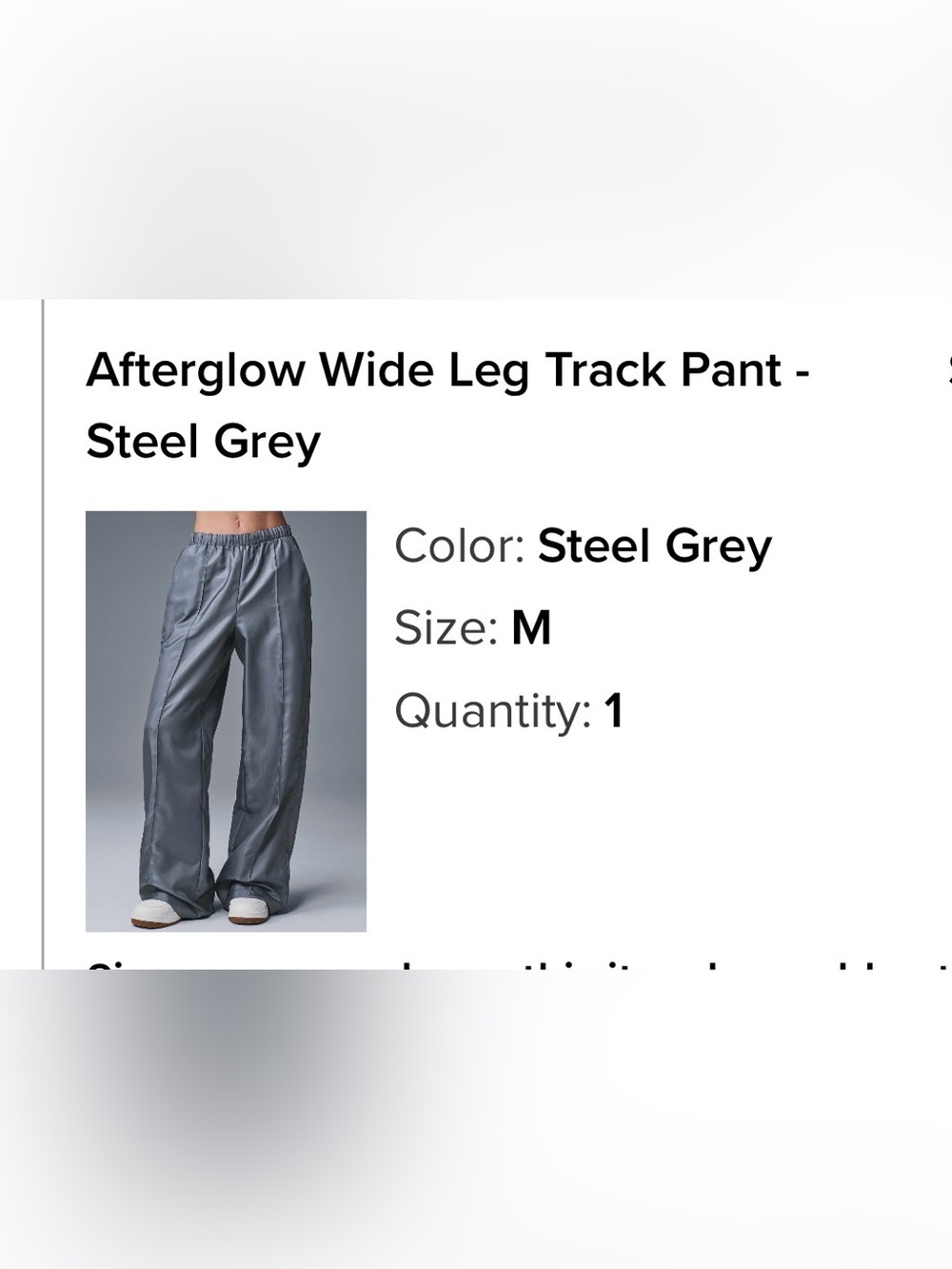 ALO Yoga Steel Grey Wide Leg Track Pants Afterglow